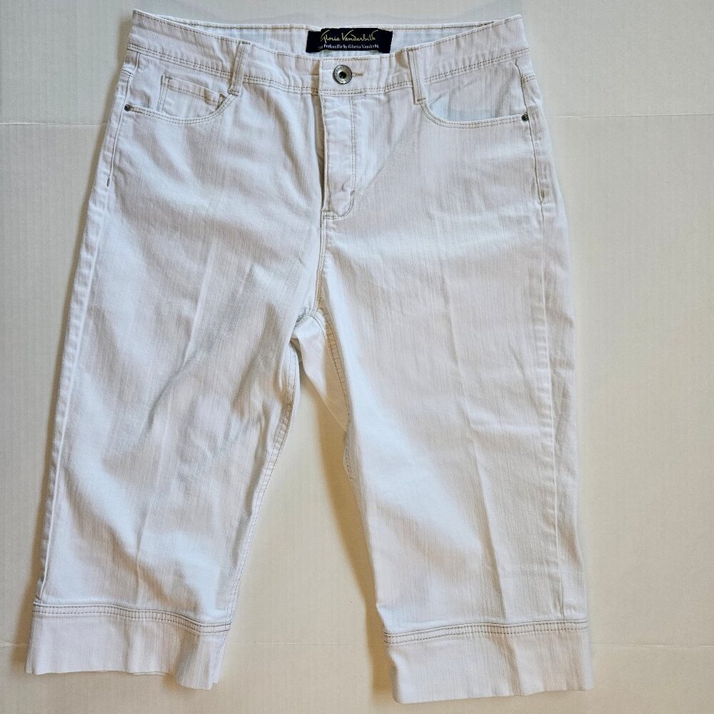 Gloria Vanderbilt 'The Perfect Fit' White Denim 5-Pocket Capris, size 16P